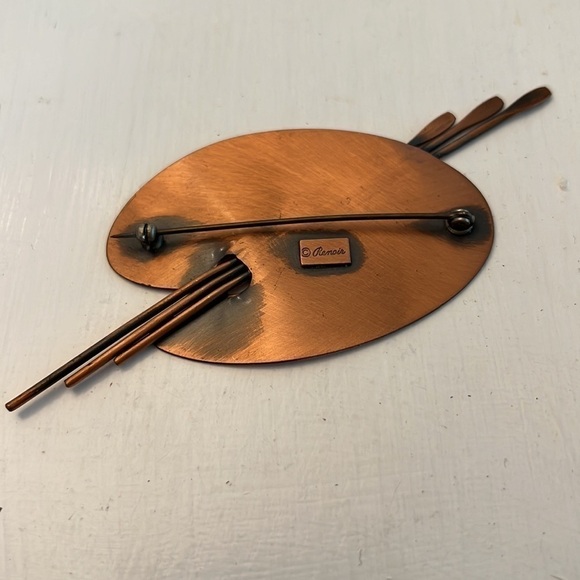 Vintage Renoir Copper Artist Paint Pallet Pin Brooch MCM mid century modern - Picture 3 of 5